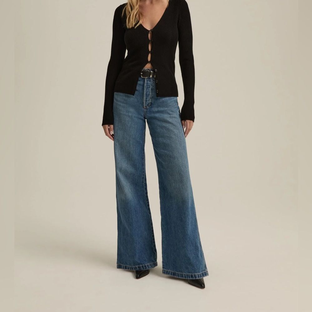 Favorite Daughter The Masha Super High Rise Wide Leg Jeans Long Beach Size 31